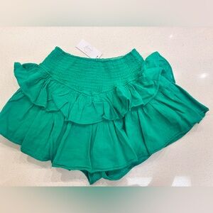Vibrant Green Ruffled Mini Skirt